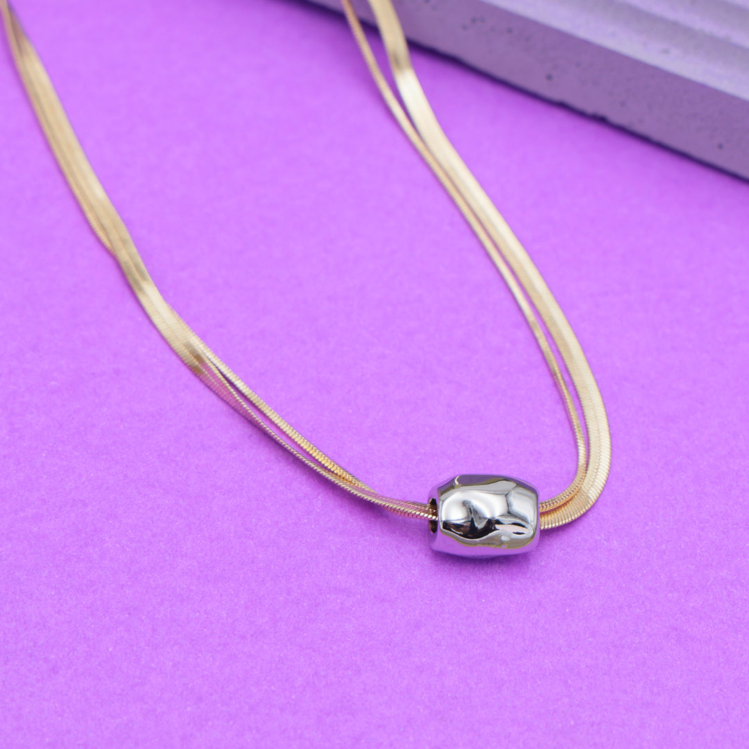 Dual Strand Metal Bead Necklace