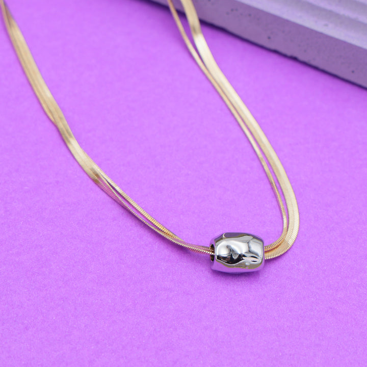 Dual Strand Metal Bead Necklace