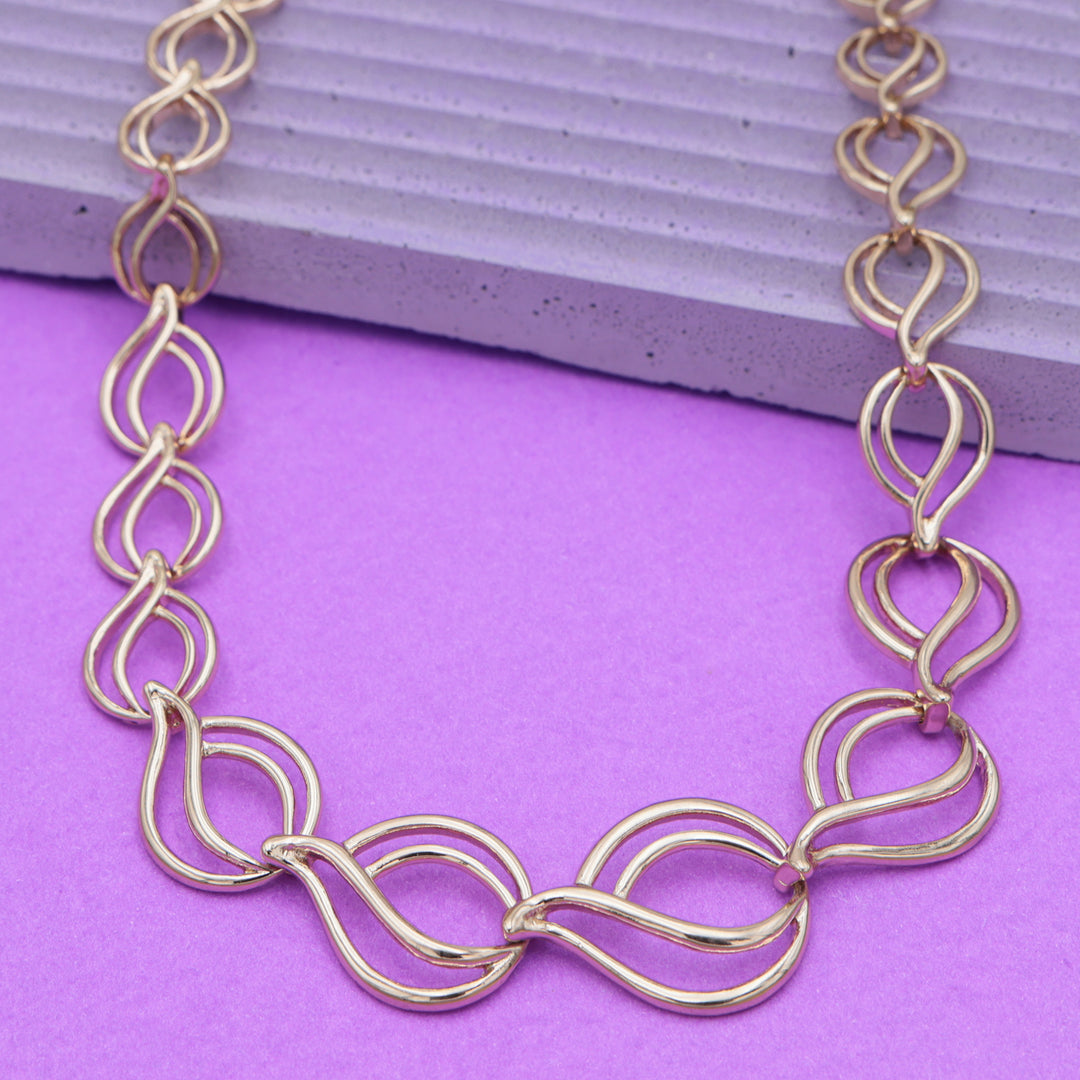Twisted Gold Link Statement Necklace