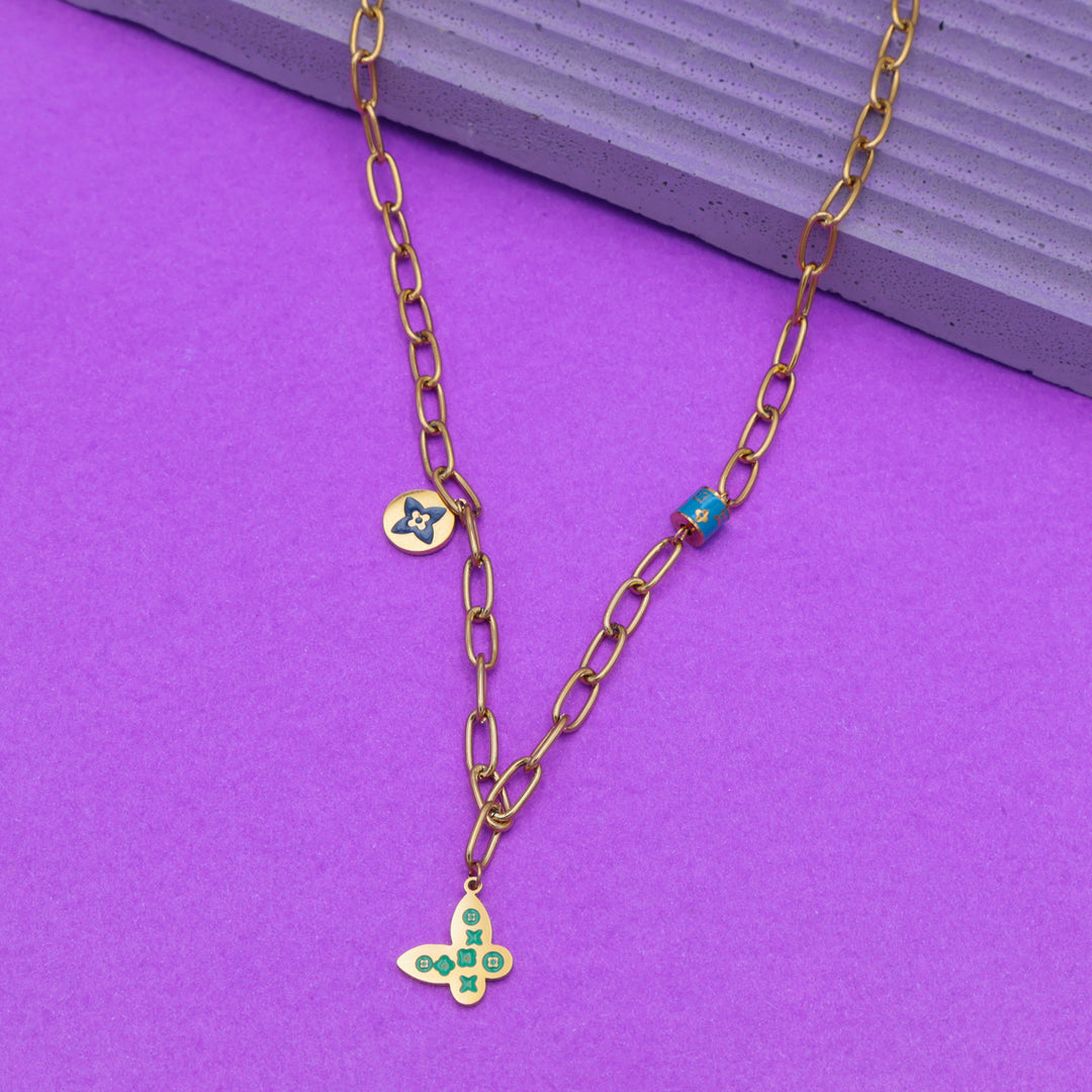 Gold Link Charm Necklace