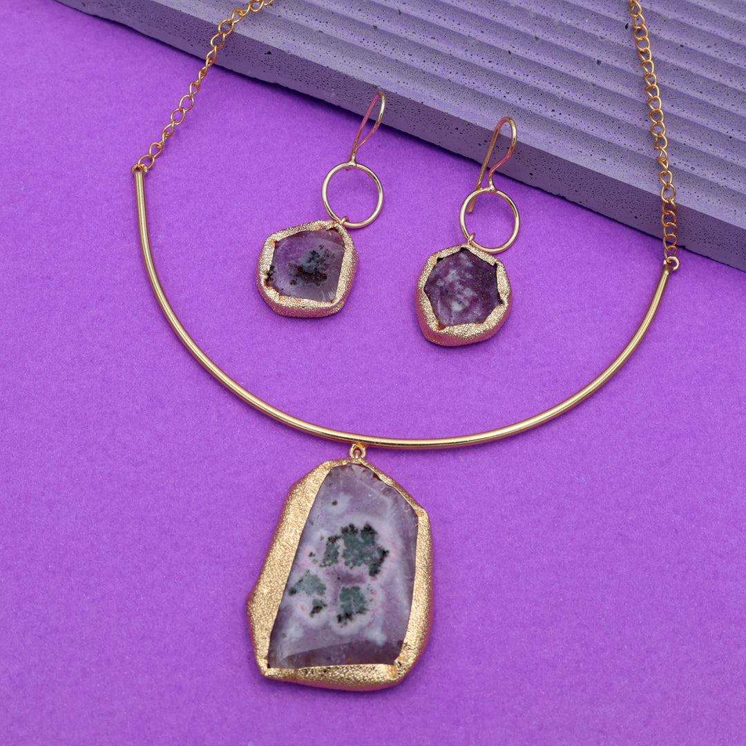 Amethyst Raw Stone Gold Choker Set