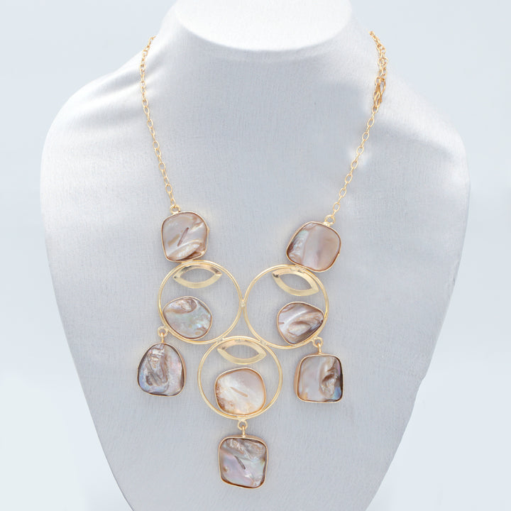 Lustrous Shell Statement Necklace Set