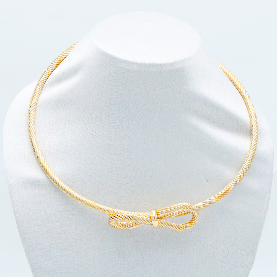 Golden Knot Minimal Choker Necklace