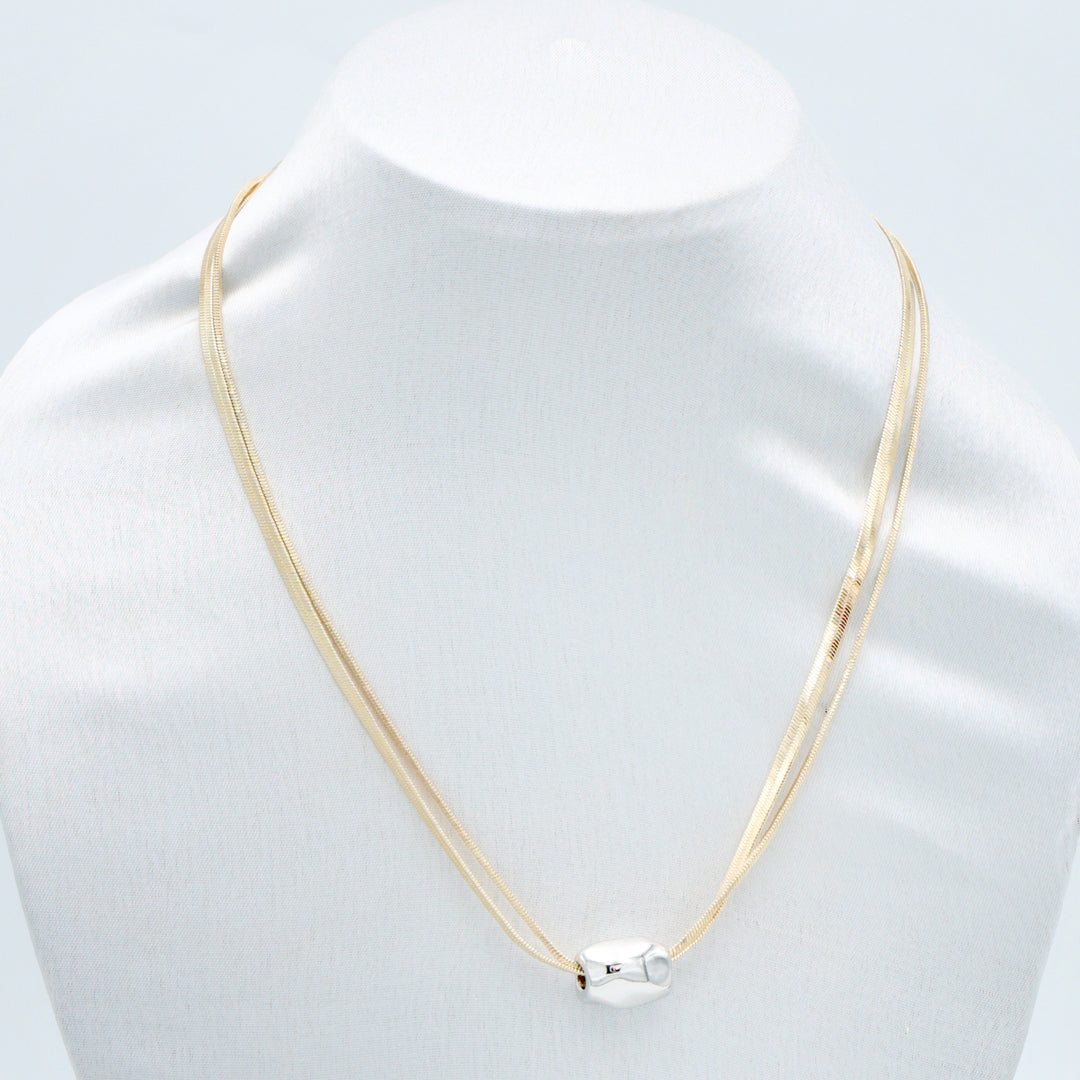 Dual Strand Metal Bead Necklace