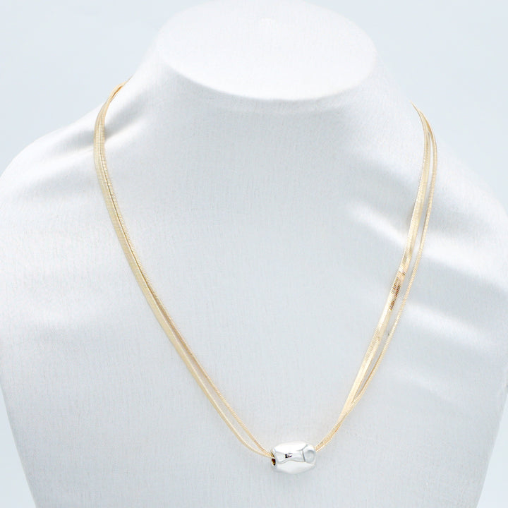 Dual Strand Metal Bead Necklace