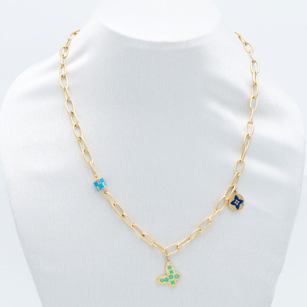 Gold Link Charm Necklace