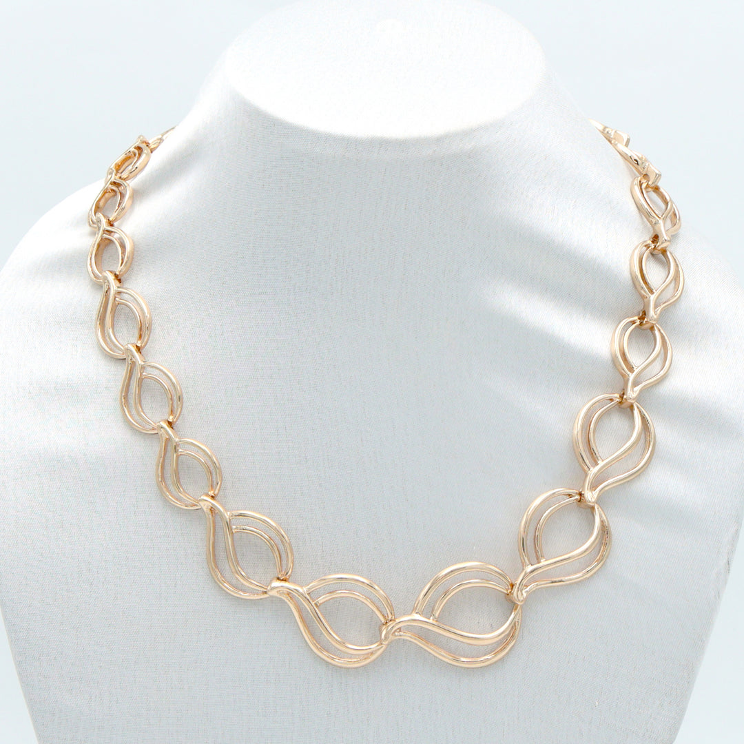 Twisted Gold Link Statement Necklace