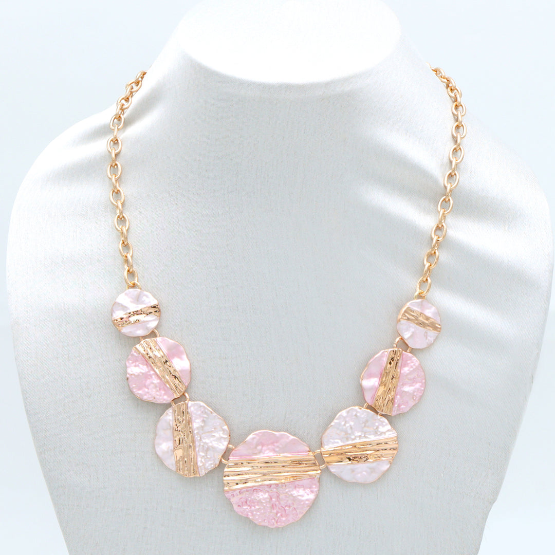 Blush Pink Textured Statement Necklace