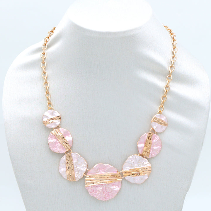 Blush Pink Textured Statement Necklace