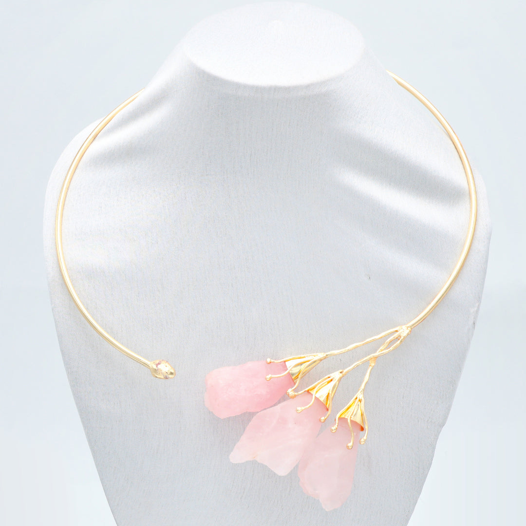 Blush Quartz Statement Choker Set - Pink