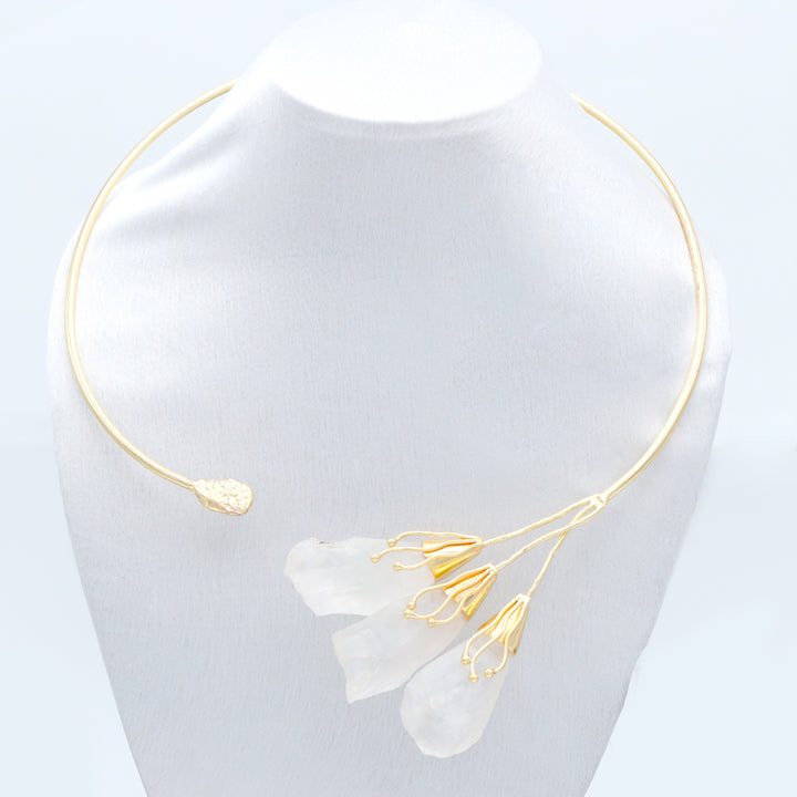 Blush Quartz Statement Choker Set - White