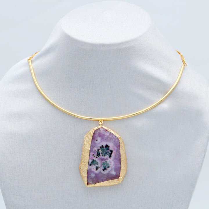Amethyst Raw Stone Gold Choker Set