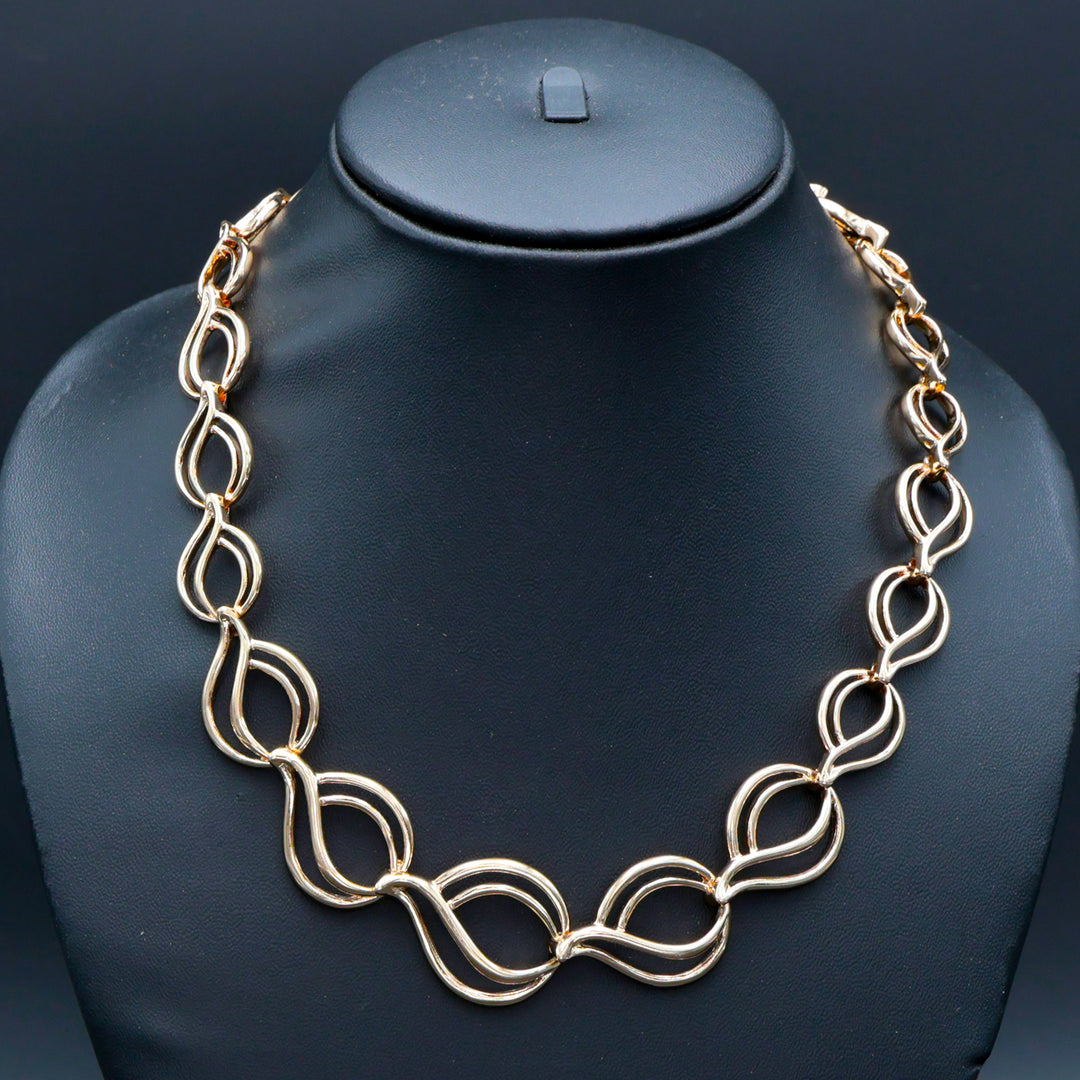 Twisted Gold Link Statement Necklace