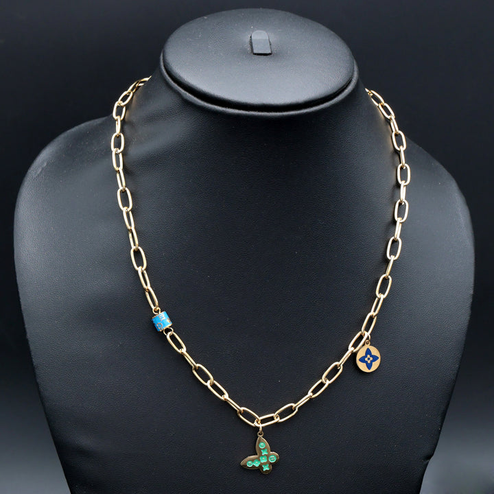 Gold Link Charm Necklace