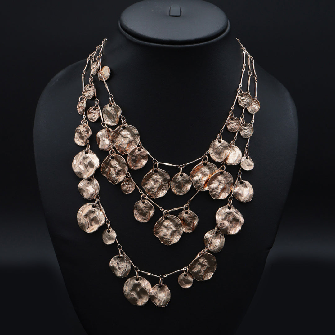 Gold Textured Multi-Layer Statement Necklace