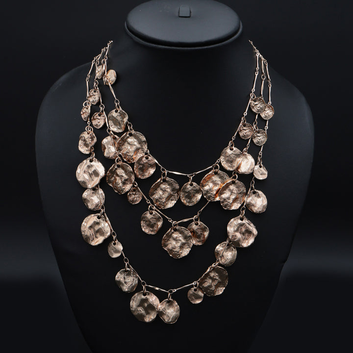 Gold Textured Multi-Layer Statement Necklace