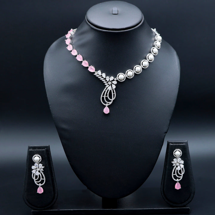 Pink Pearl & Stone Designer Necklace Set