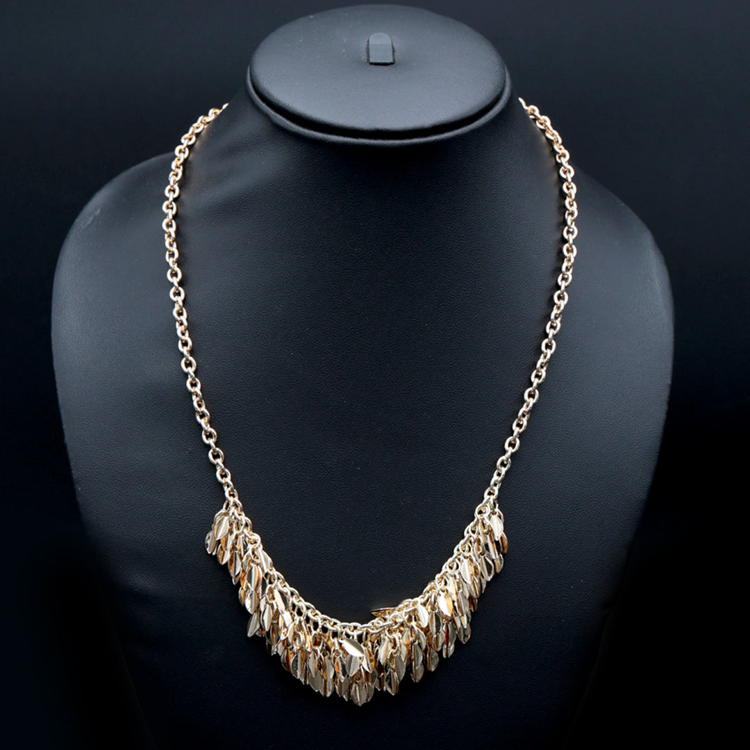 Golden Fringe Cluster Statement Necklace