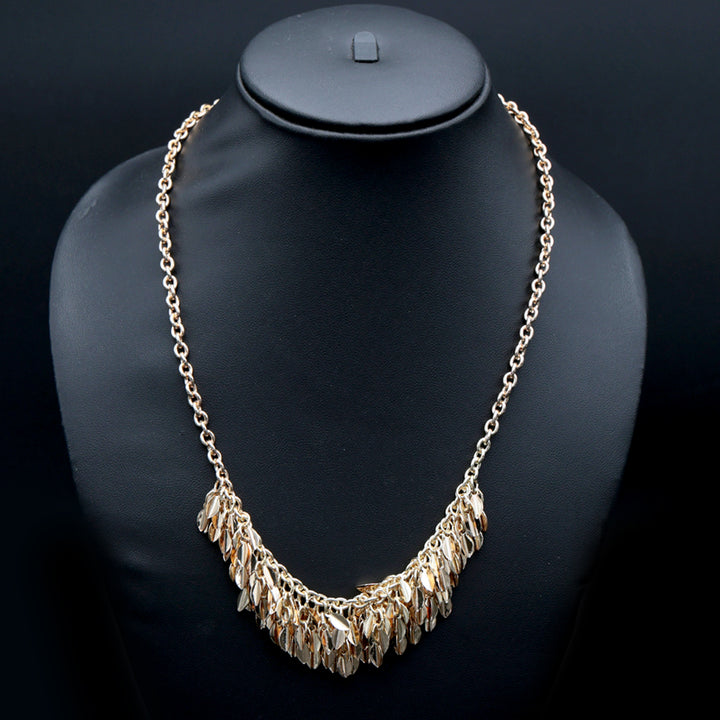 Golden Fringe Cluster Statement Necklace