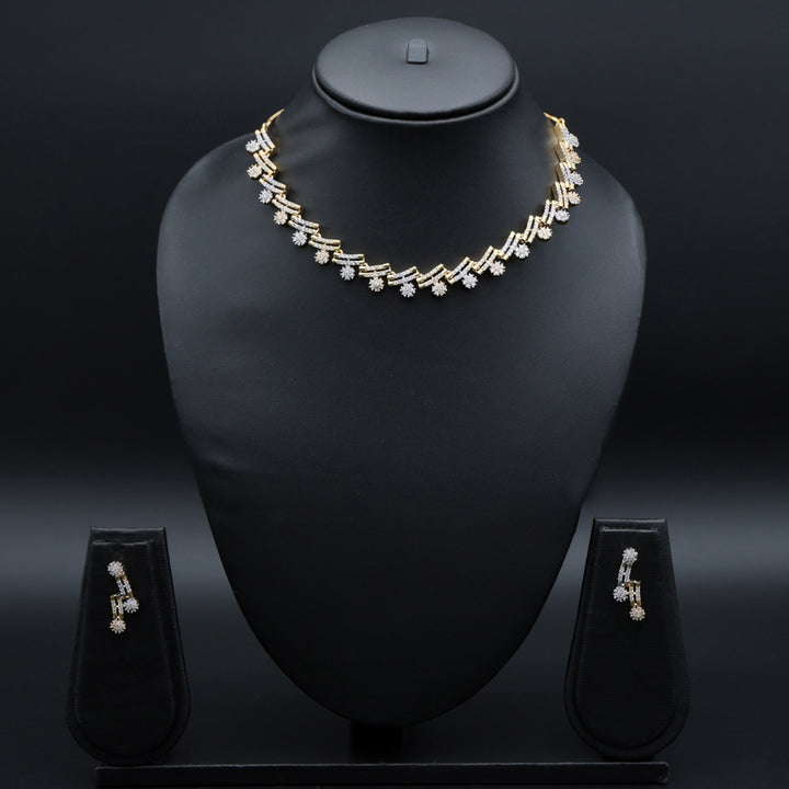 Dual-Tone Sparkling Classic AD Necklace Set