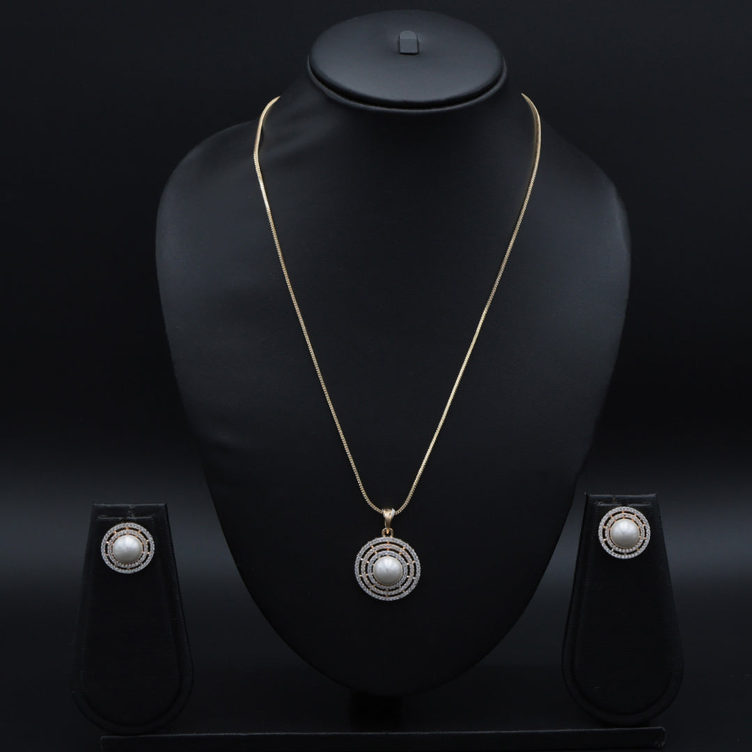 Classic Pearl Spiral Pendant Necklace Set
