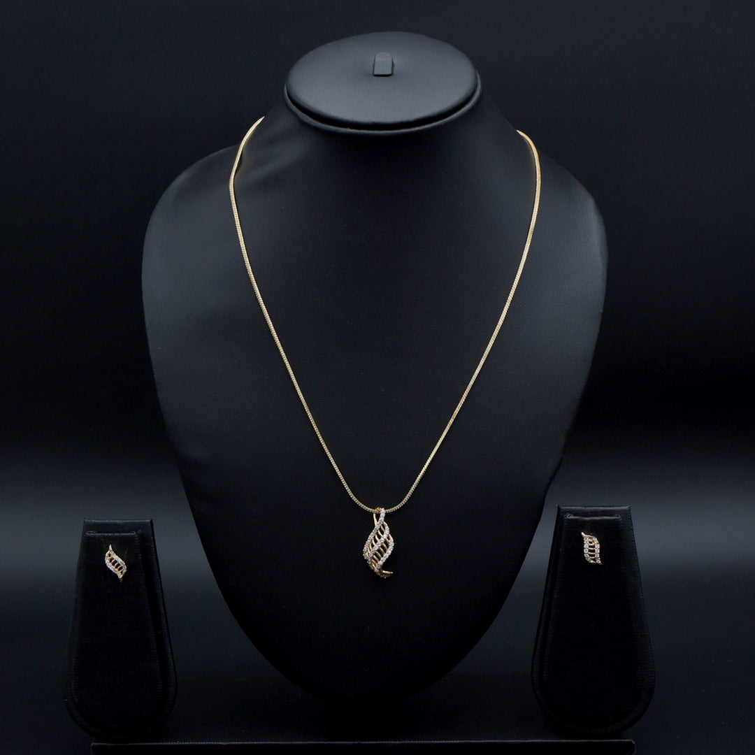 Gold-Toned Leaf Pendant Necklace Set