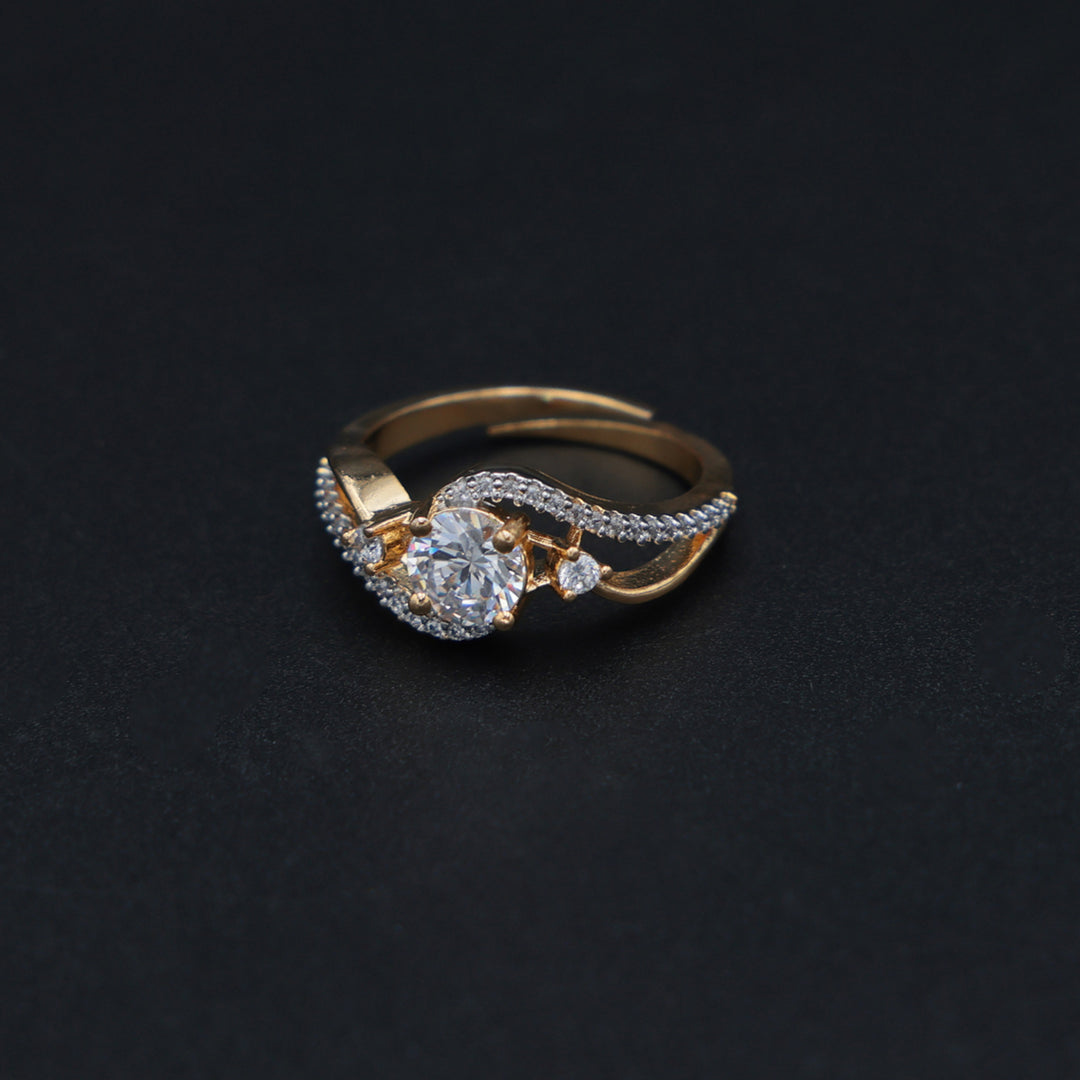 Dual-Tone Curved Solitaire AD Ring