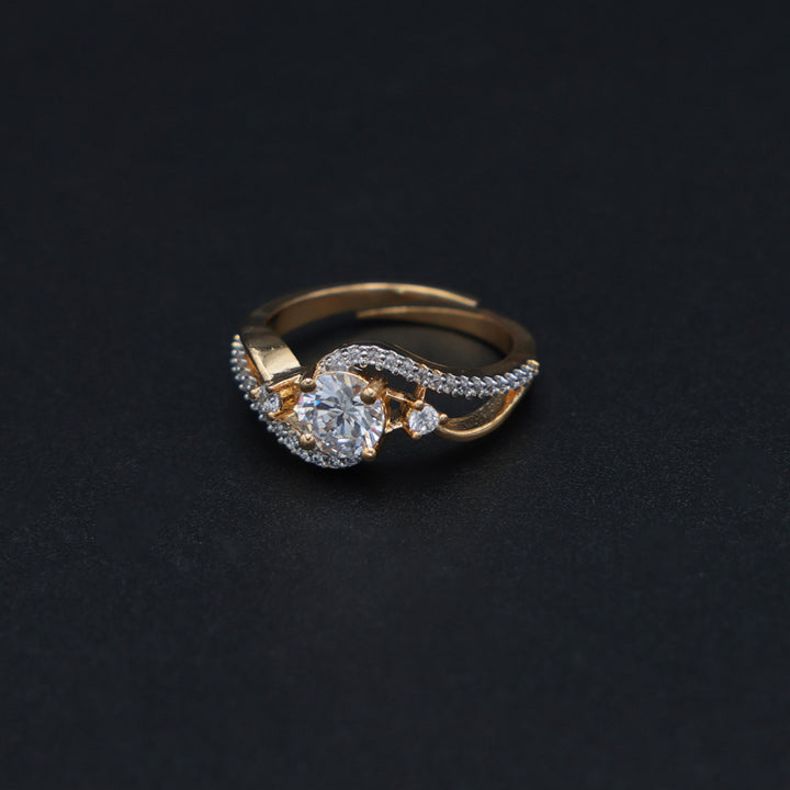 Dual-Tone Curved Solitaire AD Ring