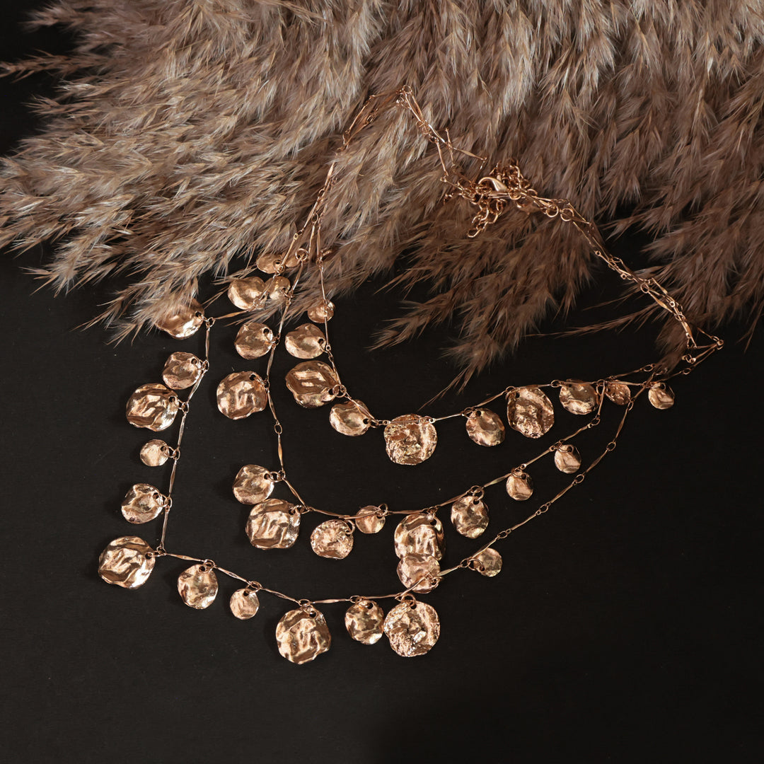 Gold Textured Multi-Layer Statement Necklace