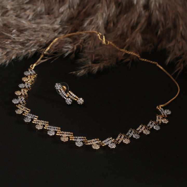 Dual-Tone Sparkling Classic AD Necklace Set