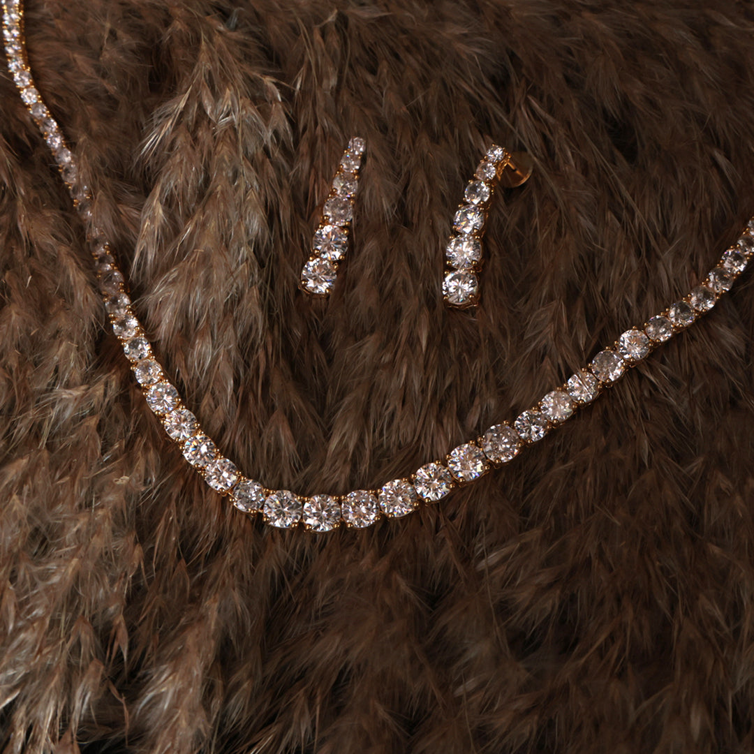 Classic Solitaire-Style CZ Necklace Set