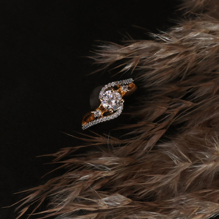 Dual-Tone Curved Solitaire AD Ring