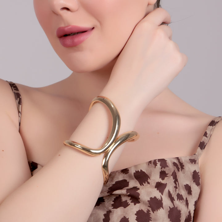 Sculpted Abstract Gold Cuff Bracelet