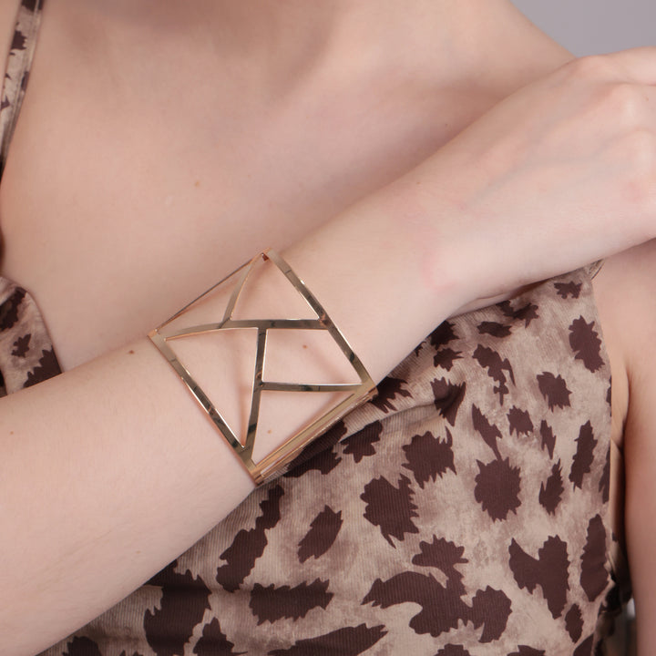 Geometric Gold Open Cuff Bracelet