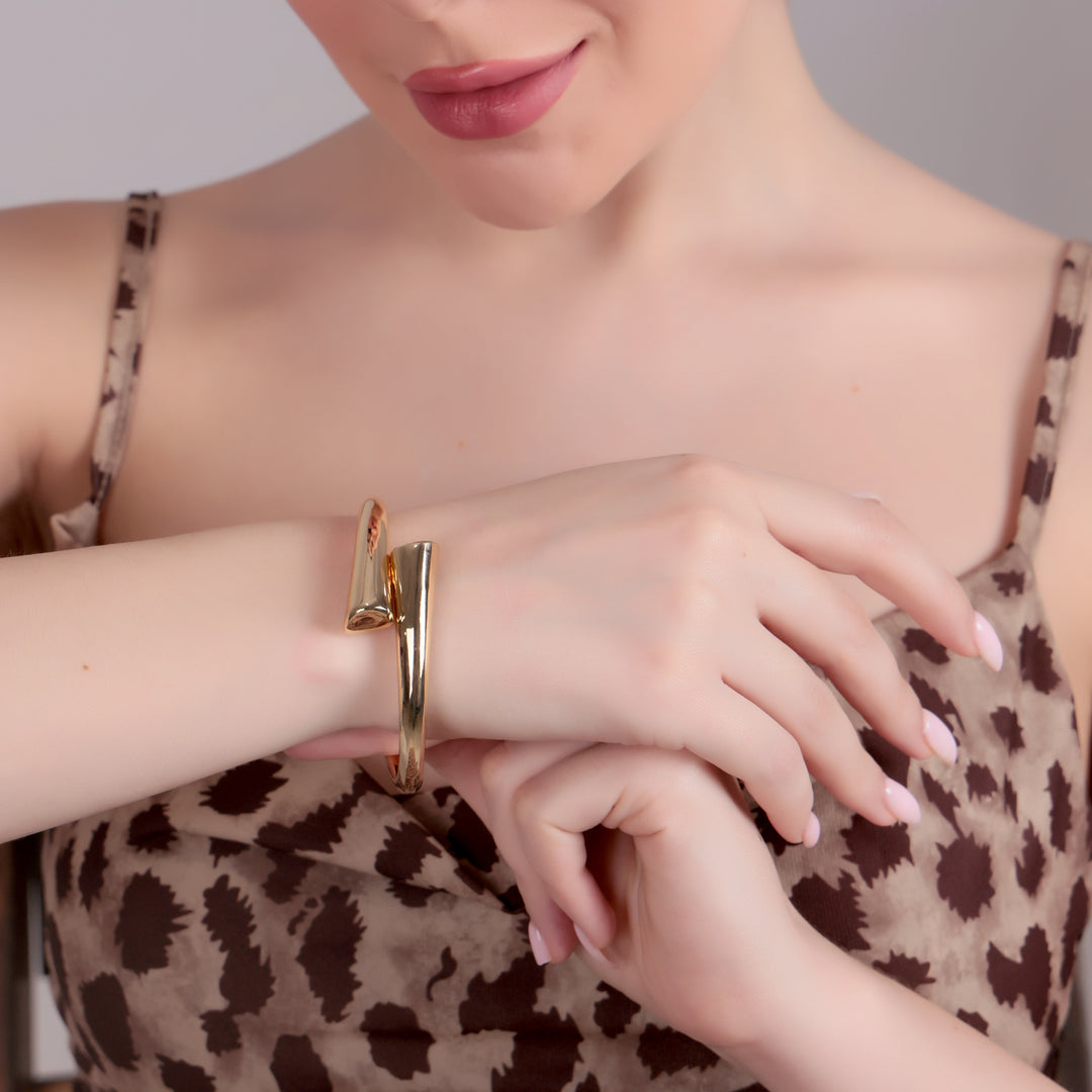 Sculpted Gold Open Cuff Bracelet