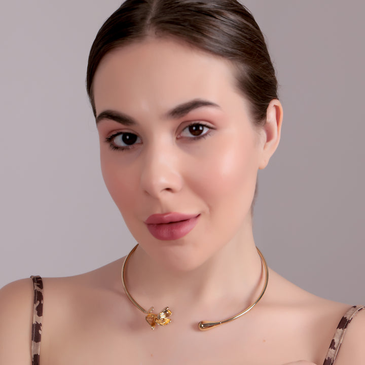 Golden Bloom Sculpt Choker Necklace