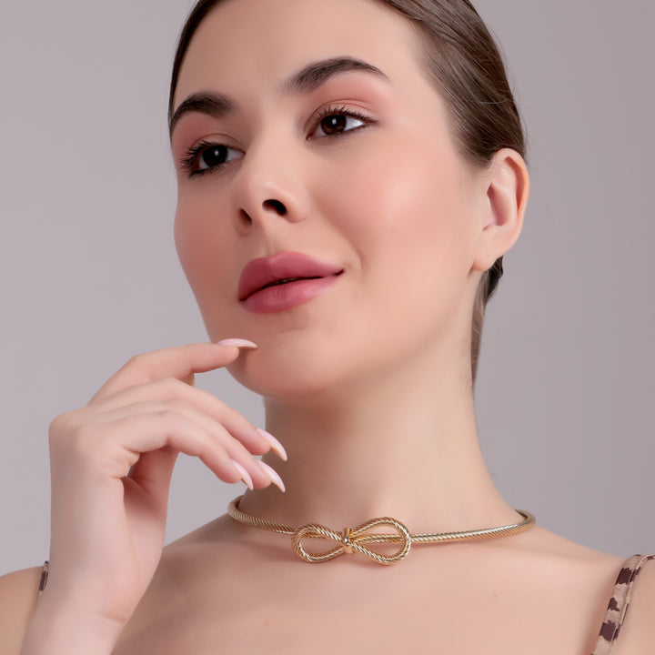 Golden Knot Minimal Choker Necklace