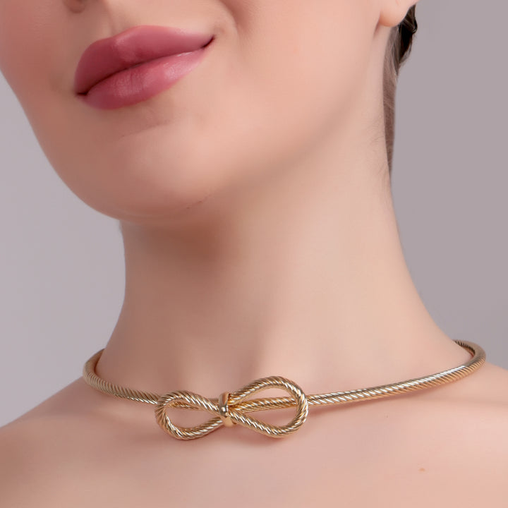 Golden Knot Minimal Choker Necklace