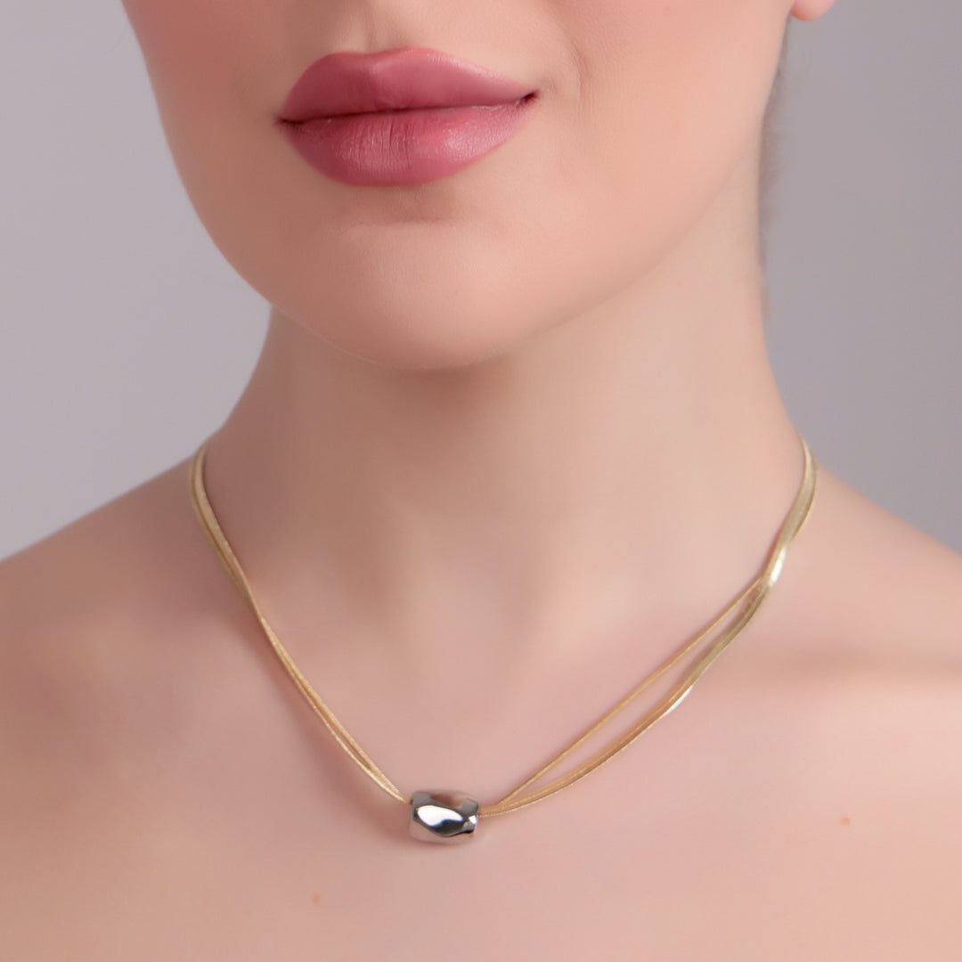 Dual Strand Metal Bead Necklace