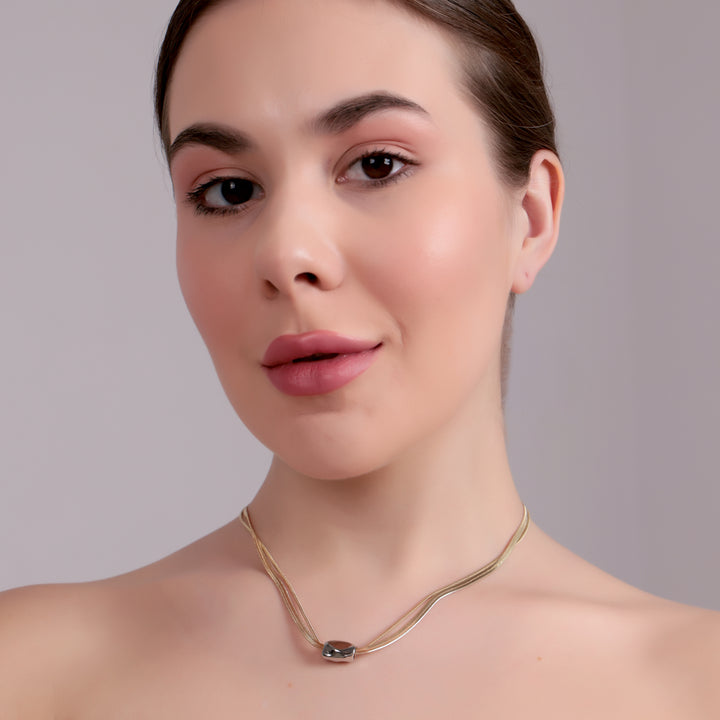 Dual Strand Metal Bead Necklace