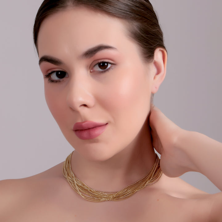 Golden Multi-Strand Mesh Choker