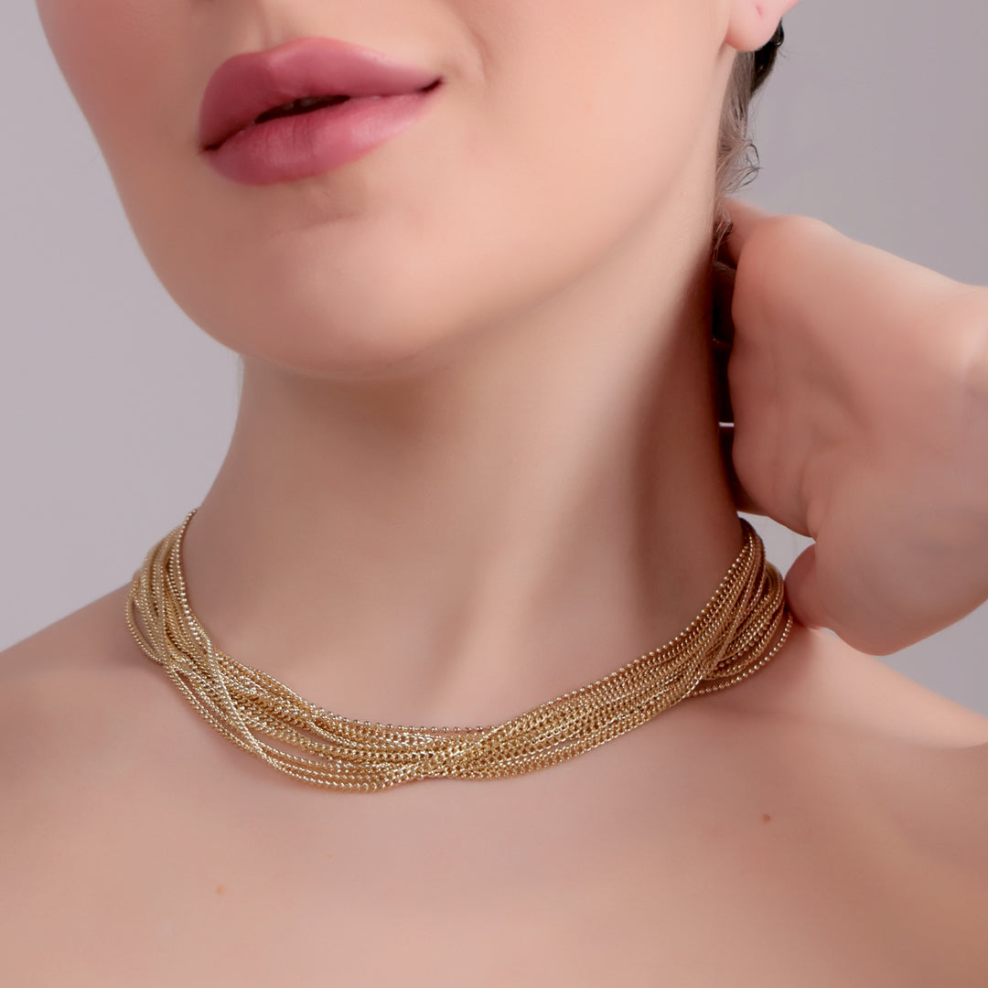 Golden Multi-Strand Mesh Choker