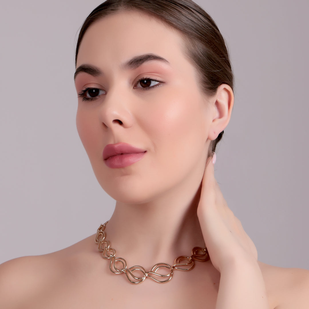 Twisted Gold Link Statement Necklace