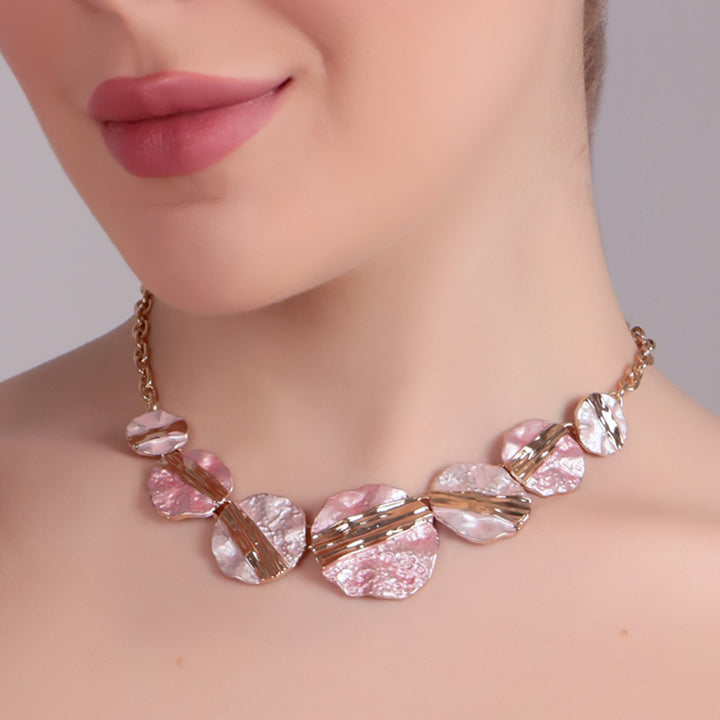 Blush Pink Textured Statement Necklace