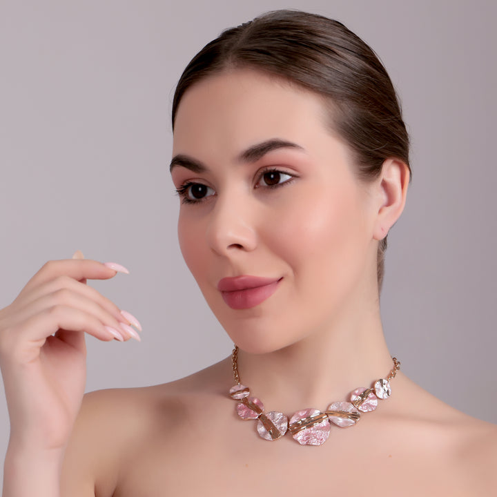 Blush Pink Textured Statement Necklace