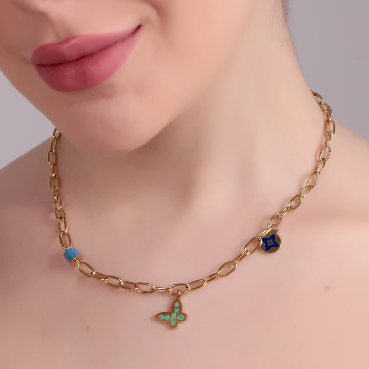 Gold Link Charm Necklace