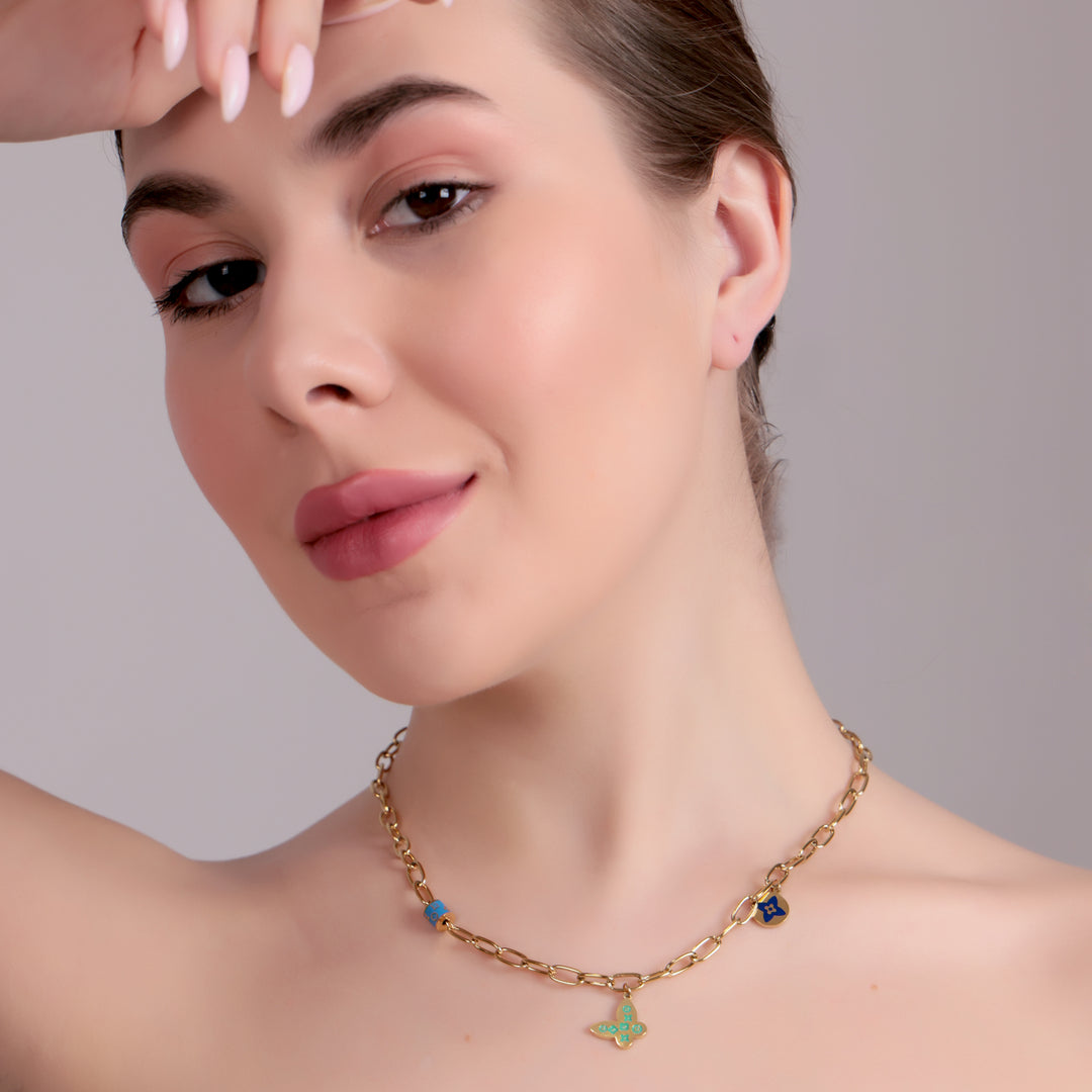 Gold Link Charm Necklace