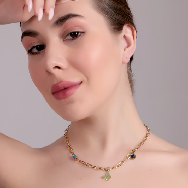 Gold Link Charm Necklace