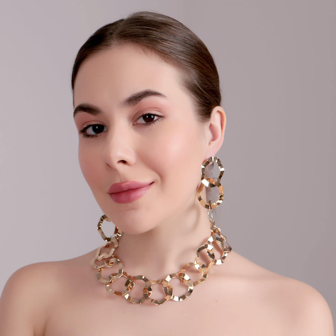 Bold Geometric Chain Link Necklace Set