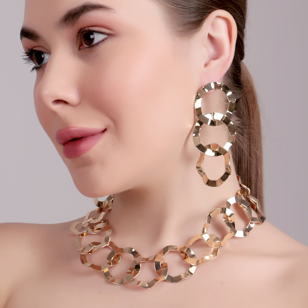 Bold Geometric Chain Link Necklace Set